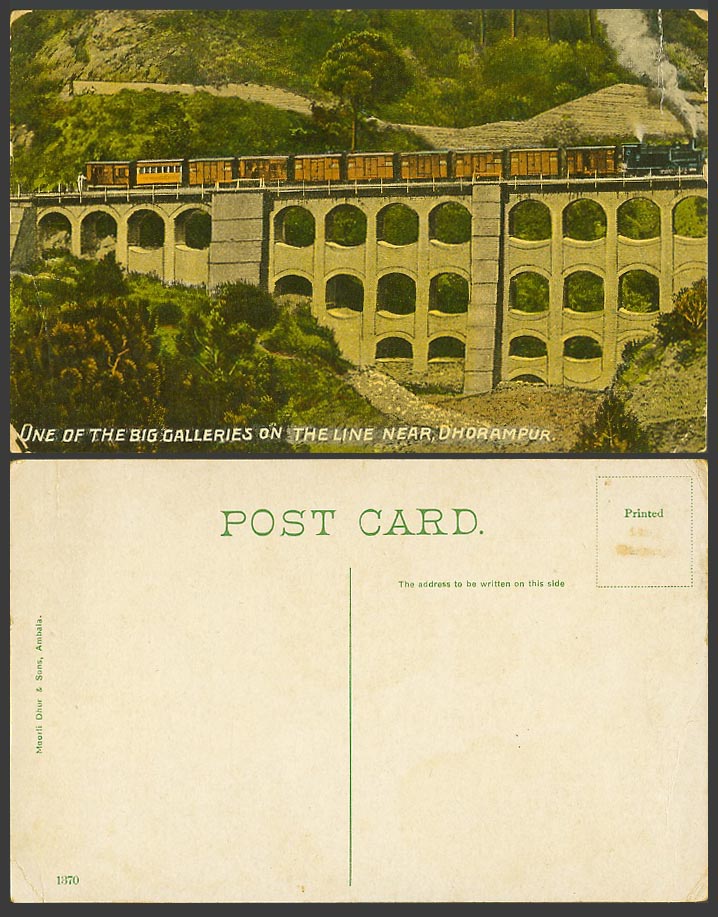 India Old Postcard Big Galleries on Line nr. DHORAMPUR Train Railway Bridge 1370