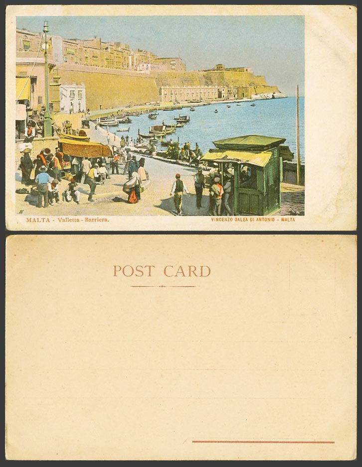 Malta Old Colour Postcard Barriera Landing Place Valletta, DGHAISA Boats Harbour