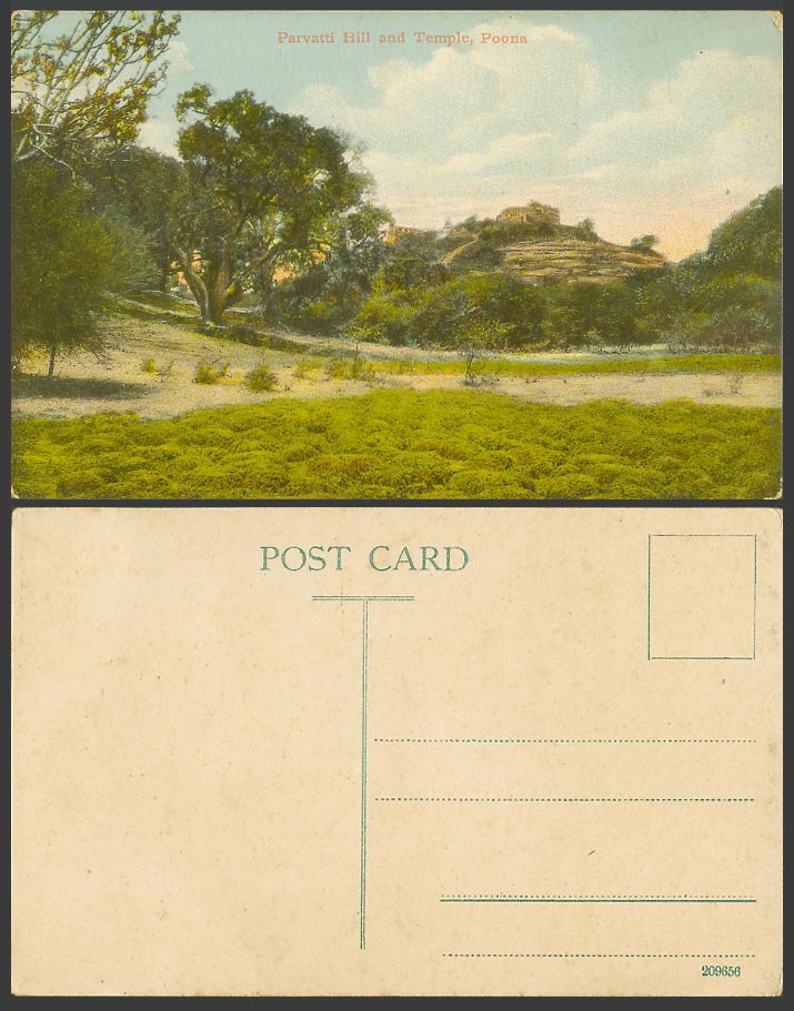 India Old Colour Postcard Parvatti Hill and Temple Panorama Poona Pune No.209656