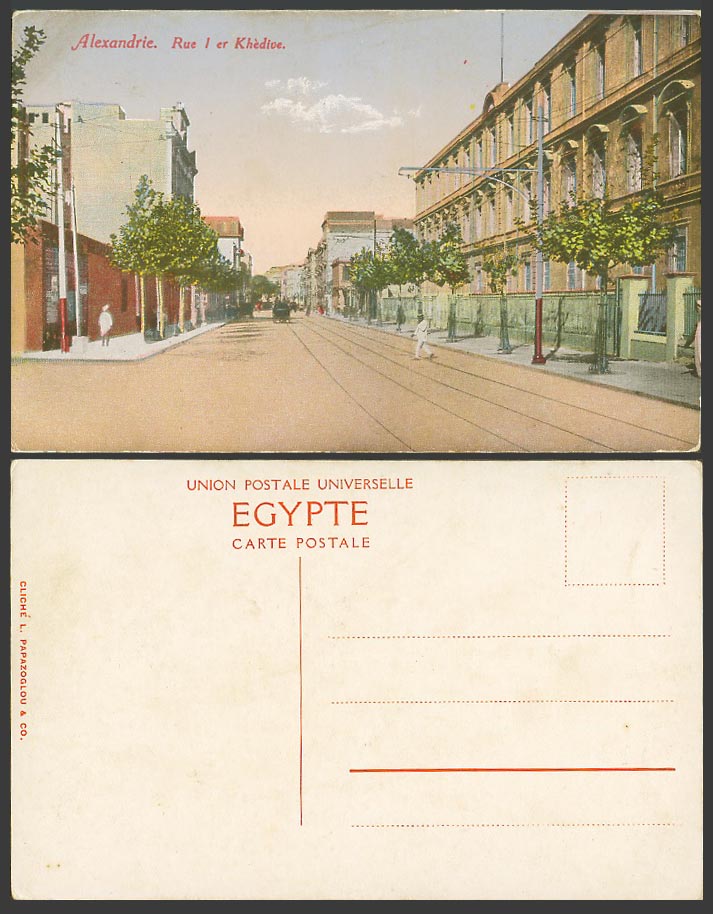 Egypt Old Colour Postcard Alexandria, Rue I er Khedive, Street Scene, Alexandrie