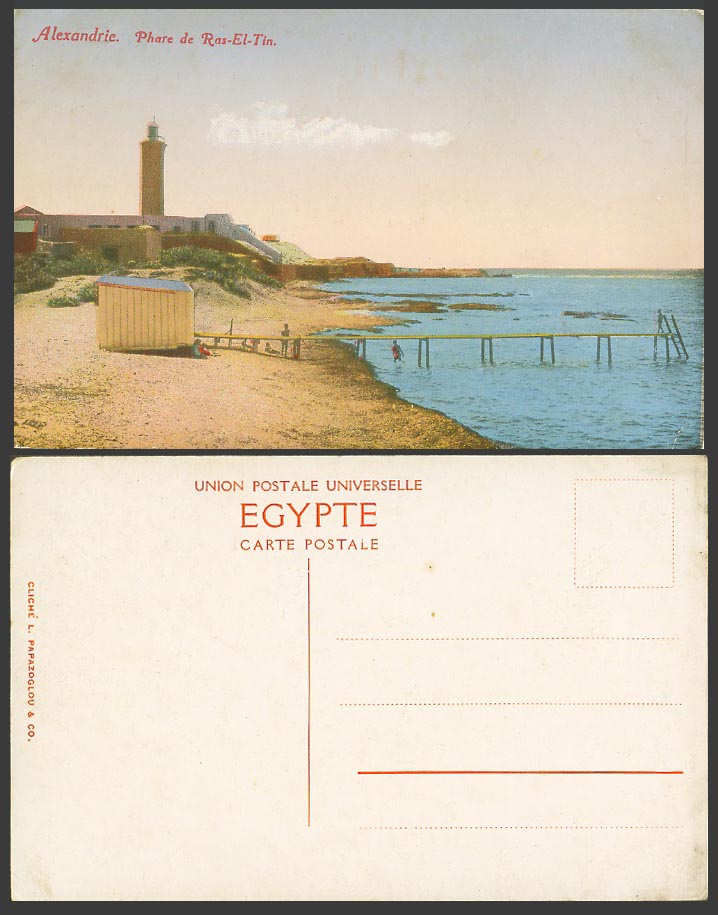 Egypt Old Postcard Alexandria, Phare de Ras-El-Tin Lighthouse, Beach, Alexandrie