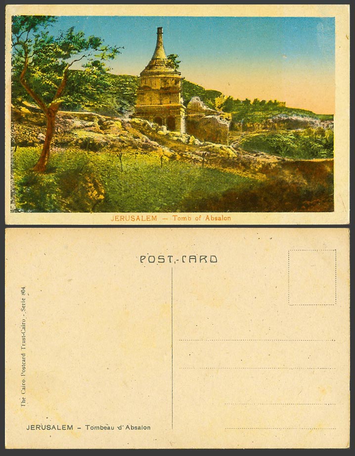 Palestine Jerusalem Old Colour Postcard TOMB of ABSALON, Tombeau d'Absalon Hills