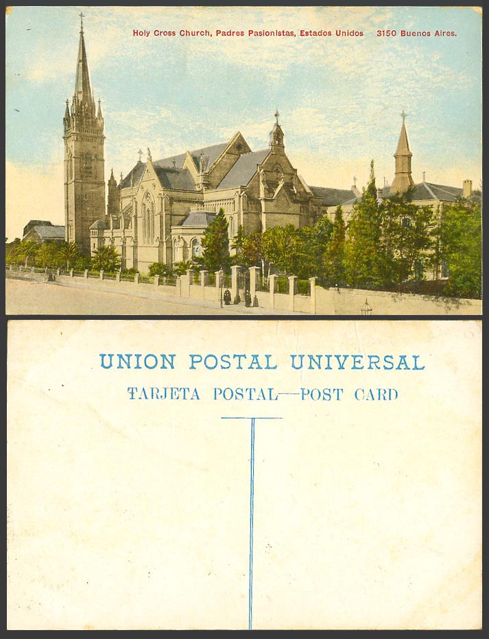 Argentina Old Colour Postcard Buenos Aires Holy Cross Church, Padres Pasionistas