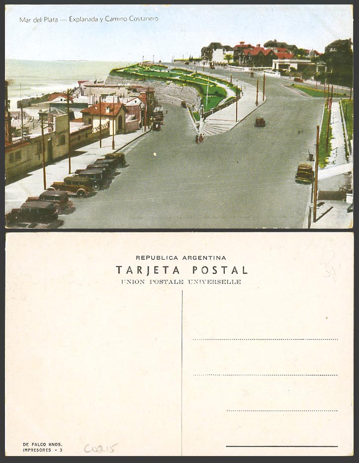Argentina Old Colour Postcard Mar del Plata Explanada y Camino Costanero Streets