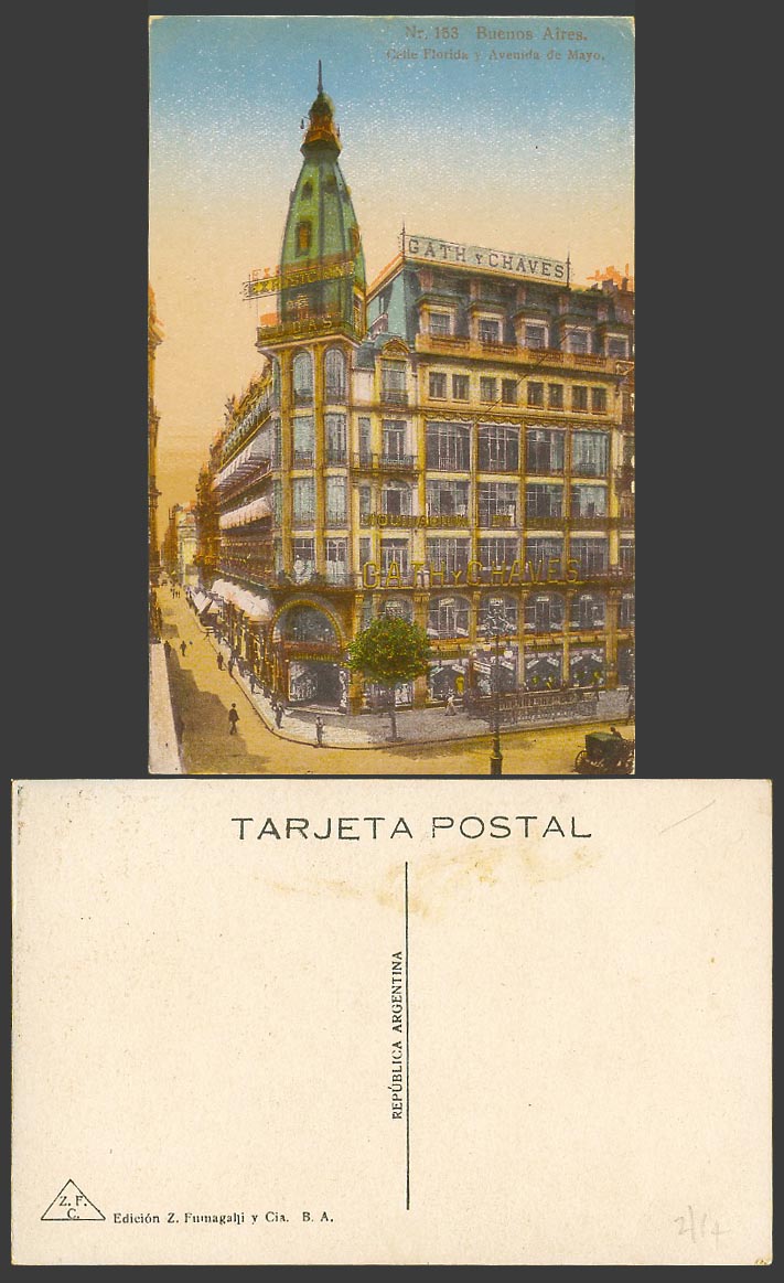 Argentina Old Colour Postcard Buenos Aires Calle Florida Avenida de Mayo Streets