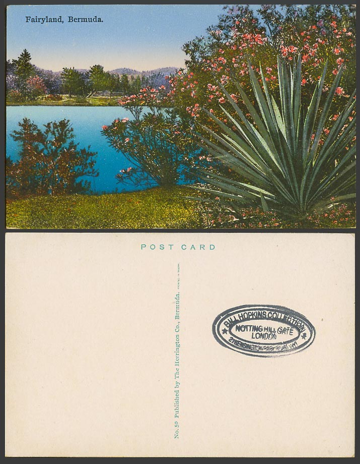 Bermuda Old Colour Postcard Fairyland Flowers Panorama Lake or River Scene Hills