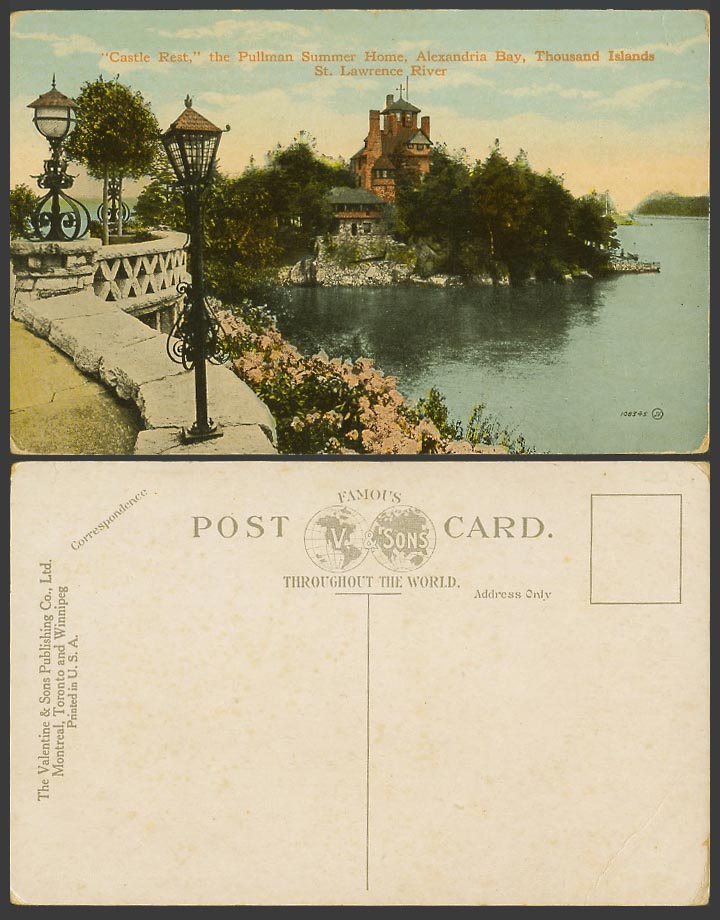 USA Old Postcard Castle Rest Pullman Summer Home Alexandria Bay Thousand Islands