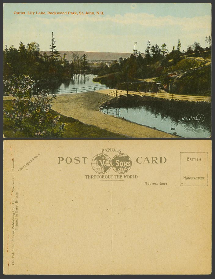 Canada Old Colour Postcard Outlet, Bridge, Lily Lake Rockwood Park St. John N.B.