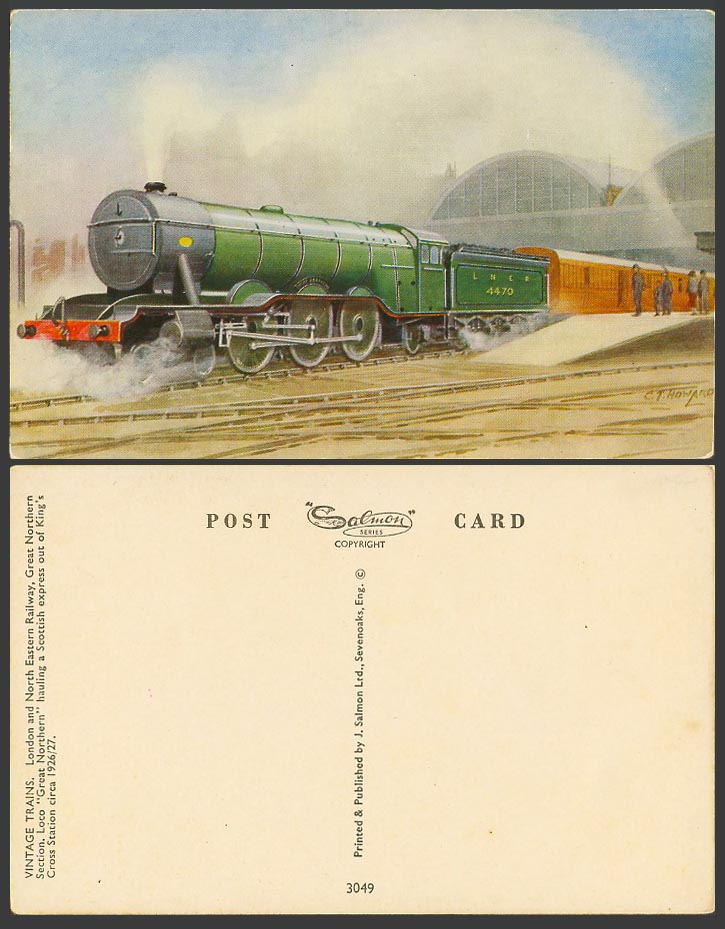 Gt Northern Scottish Express Locomotive King's Cross Station London Old Postcard