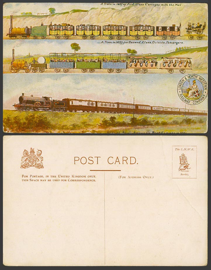Express Locomotive Train 1st Class Mail 2nd Class Passengers Old Tuck's Postcard