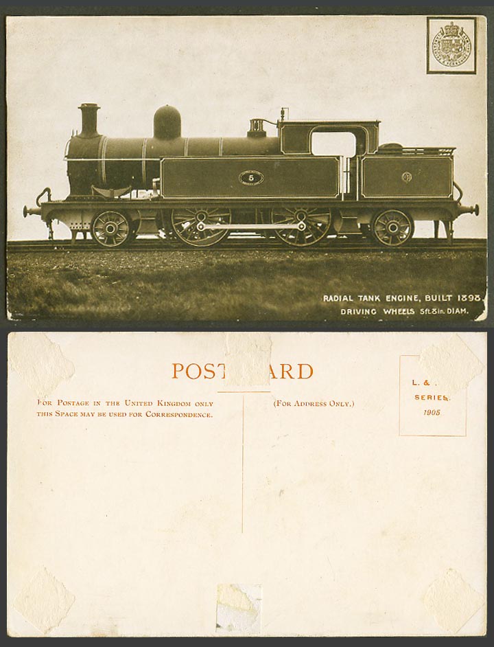 Radial Tank Engine No.5 Built 1898 Locomotive Train L. & Y. Railway Old Postcard