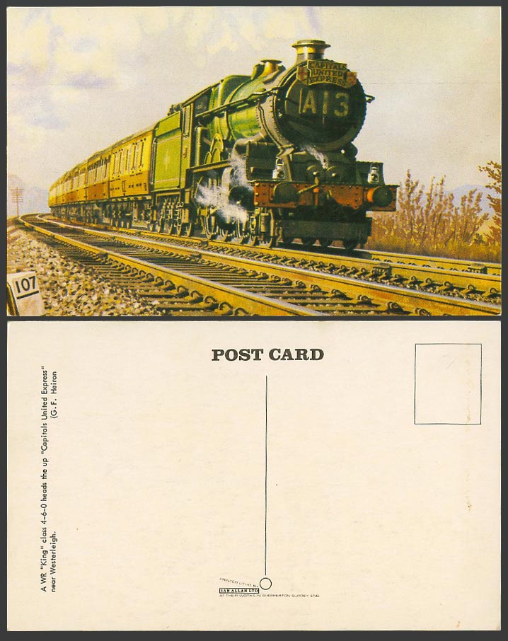 Capitals United Express Locomotive Train A13 WR King nr Westerleigh Old Postcard