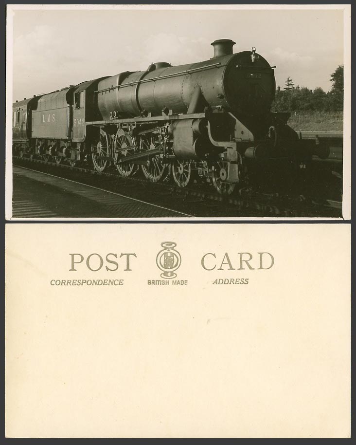 L.M.S. Locomotive Train Engine No. 5042 Railway Railroad Old Real Photo Postcard