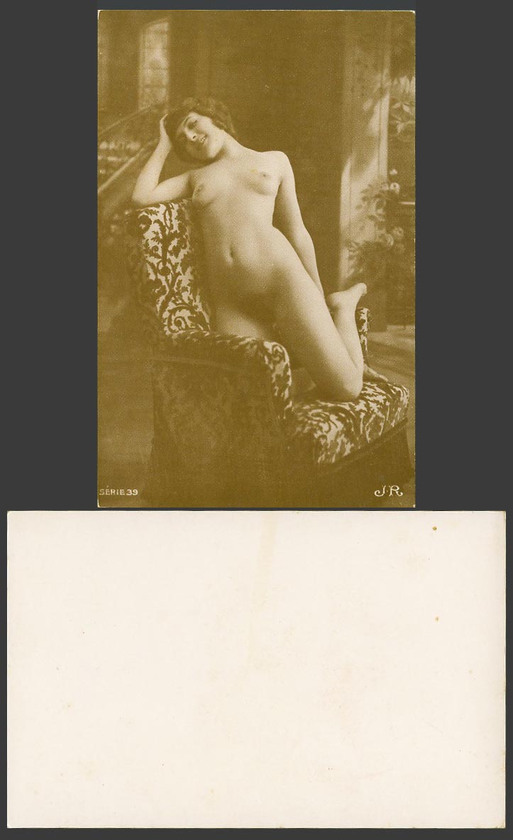 Erotic Glamour Lady Glamorous Woman Girl Antique Chair French Card J.R. Serie 39