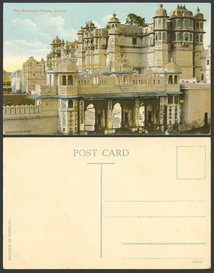 India Old Colour Postcard MAHARAJA'S PALACE UDAIPUR Oodypur Gates British Indian