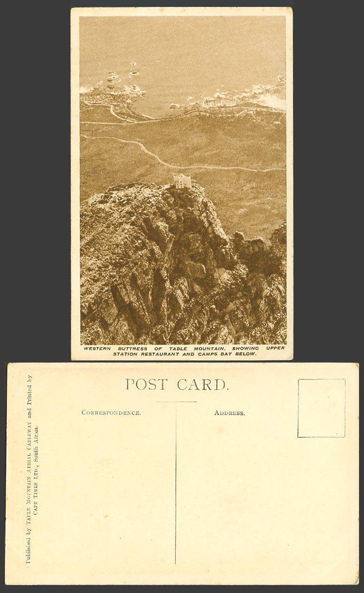 South Africa Old Postcard Western Buttress, Table Mts., Upper Station Restaurant