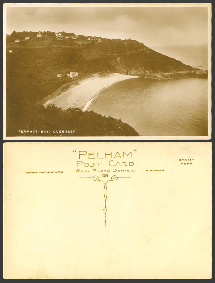Guernsey Old Real Photo Postcard Fermain Bay Beach Seaside Panorama, Pelham 6291