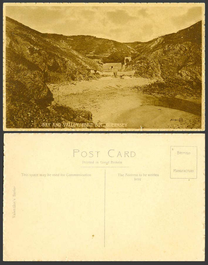 Guernsey Old Postcard Bay and Valley, Petit Bot, Beach Cliffs, Seaside Panorama