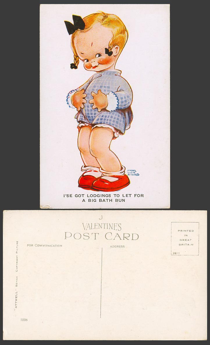 MABEL LUCIE ATTWELL Old Postcard I'se Got Lodgings to Let For Big Bath Bun 1008
