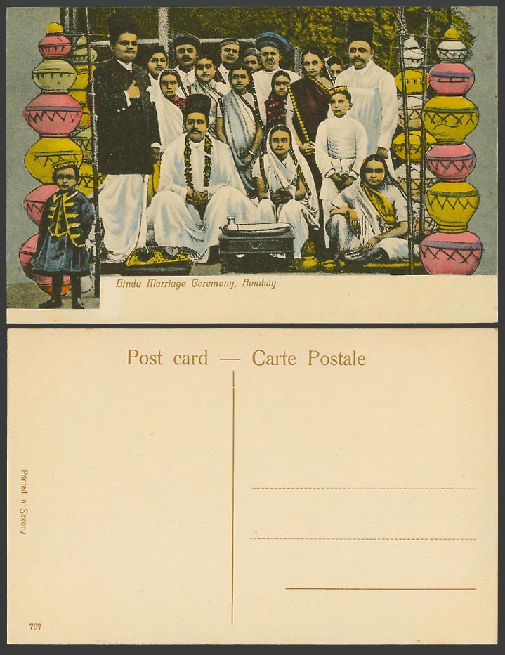 India Old Colour Postcard Hindu Marriage Ceremony Bombay, Wedding, Native Bride