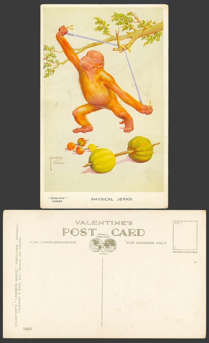 Lawson Wood Old Postcard Physical Jerks Gran'pop Gran-pop Melon Pumpkin No. 2492