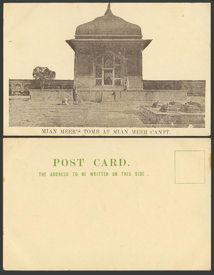 India Old UB Postcard Mian Meer's Tomb at Mian Meer Cantt. Steps, British Indian