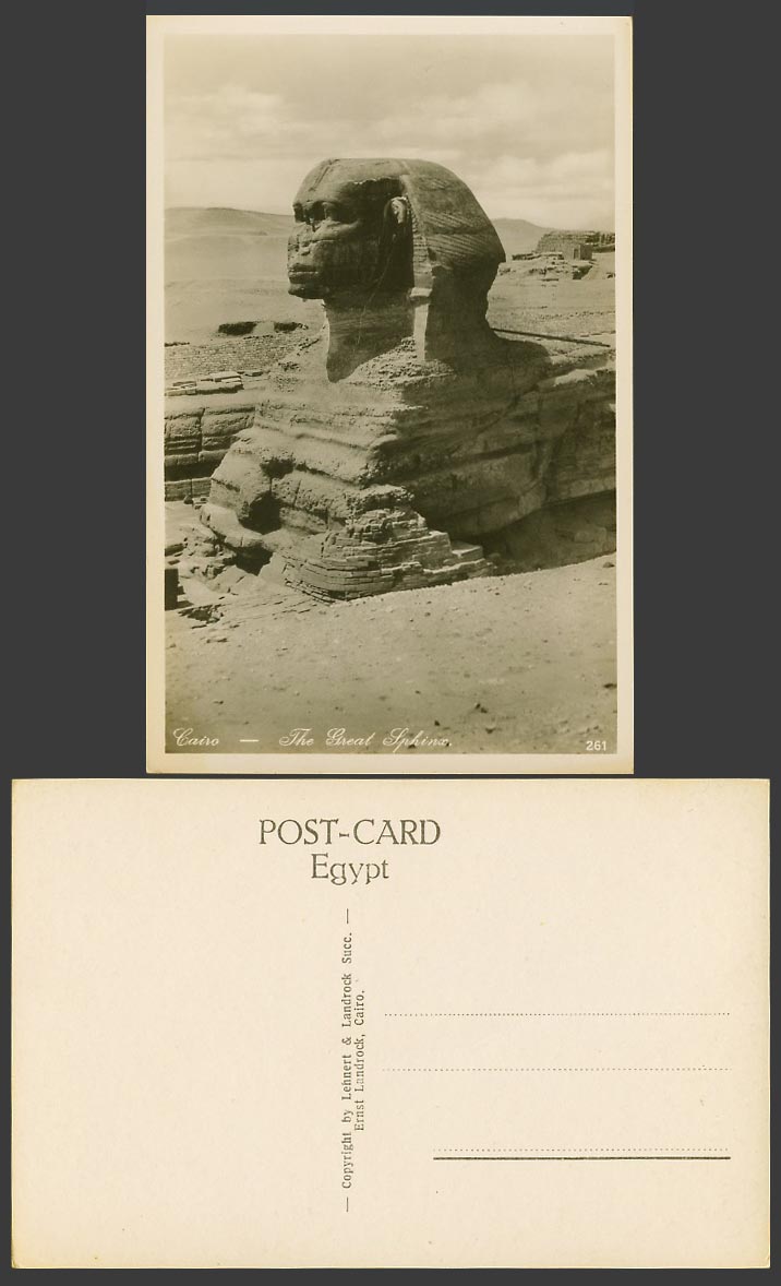 Egypt Old Real Photo Postcard Cairo The Great Sphinx, Desert Sand Dunes Le Caire