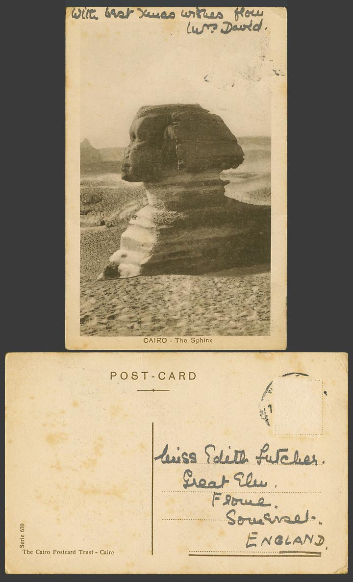 Egypt Old Postcard Cairo, The Sphinx, Le Caire, Desert Sand Dunes, Serie No. 630