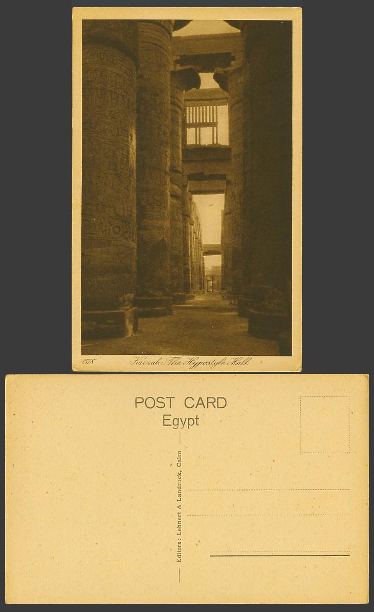 Egypt Old Postcard Karnak Hypostyle Hall Temple Ruin Lehnert & Landrock No. 1518