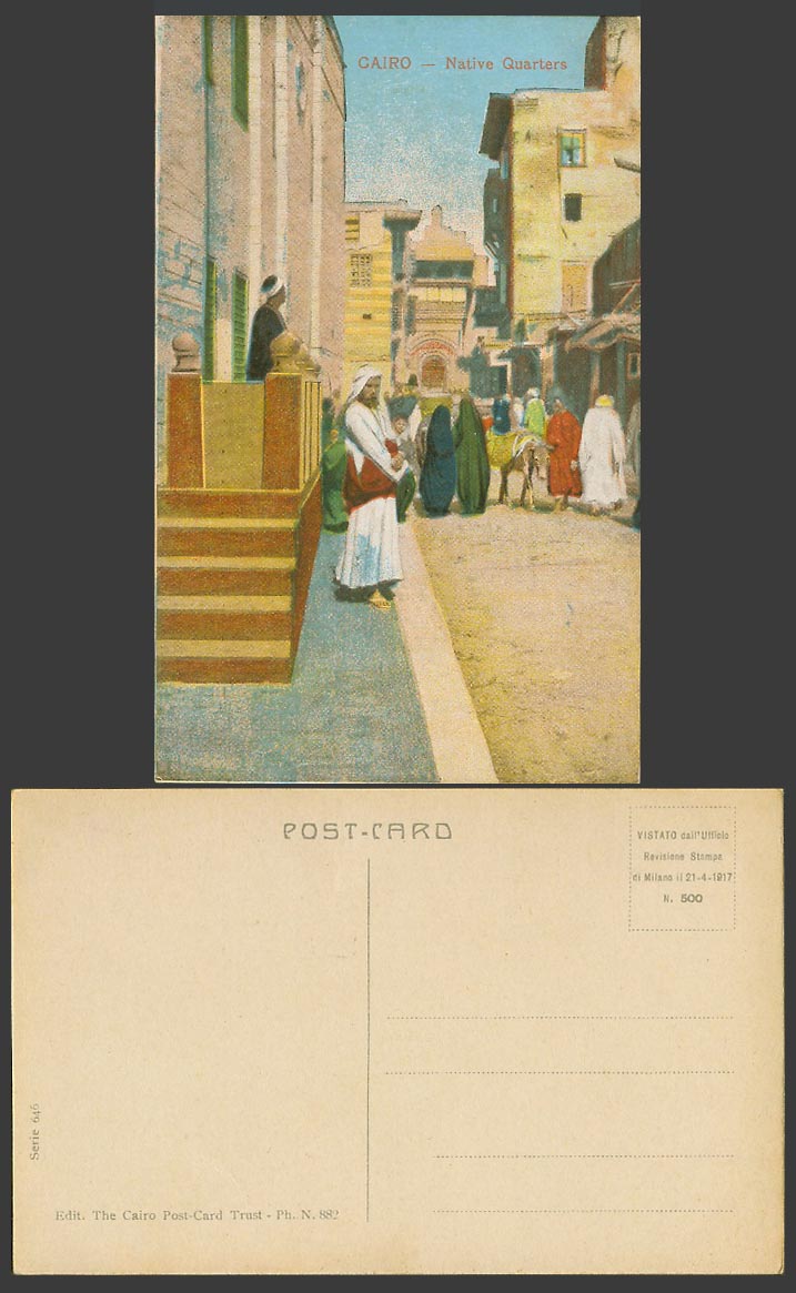Egypt Old Colour Postcard Cairo Native Quarters Street Scene Donkey Le Caire 646