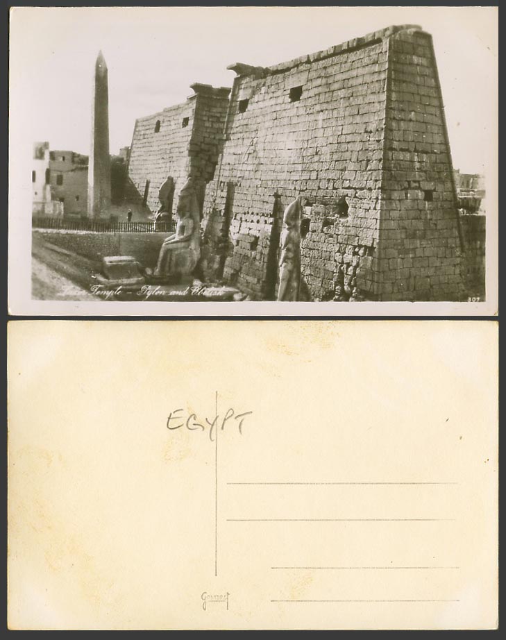 Egypt Old Real Photo Postcard Luxor Temple Pylon Obelisk Obelisque Louxor No.307
