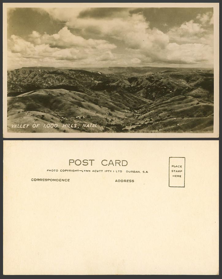 South Africa NATAL Old Real Photo Postcard Valley of 1,000 Hills, The 1000 Hills