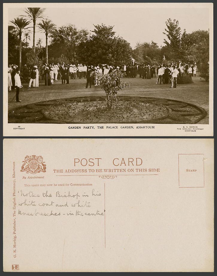 Sudan Old Real Photo Postcard Khartoum Garden Party The Palace Gardens GN Morhig