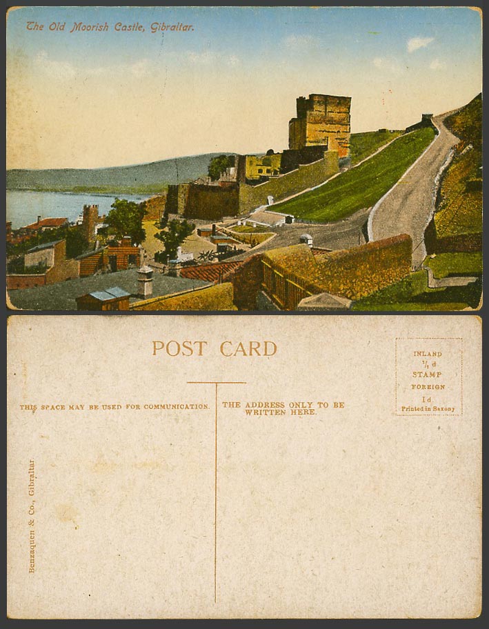 Gibraltar Vintage Colour Postcard The Old Moorish Castle Ruins Street, Benzaquen