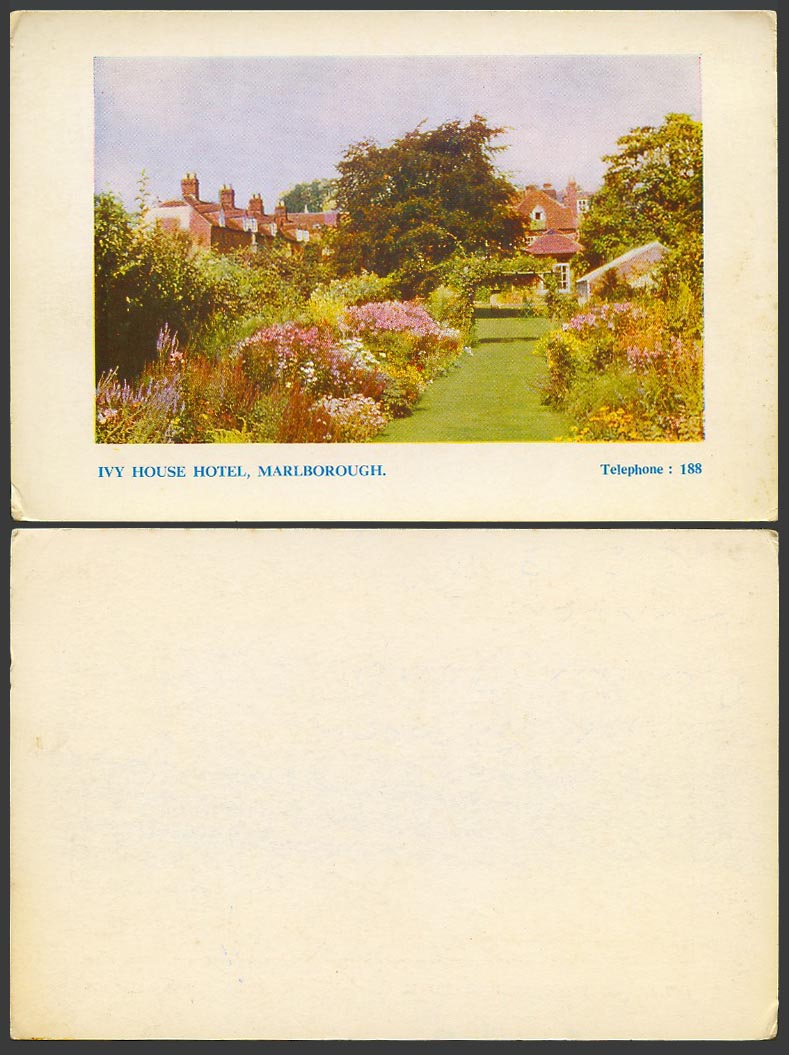 Marlborough, Ivy House Hotel, Garden and Flowers, Wiltshire, Larger Colour Card