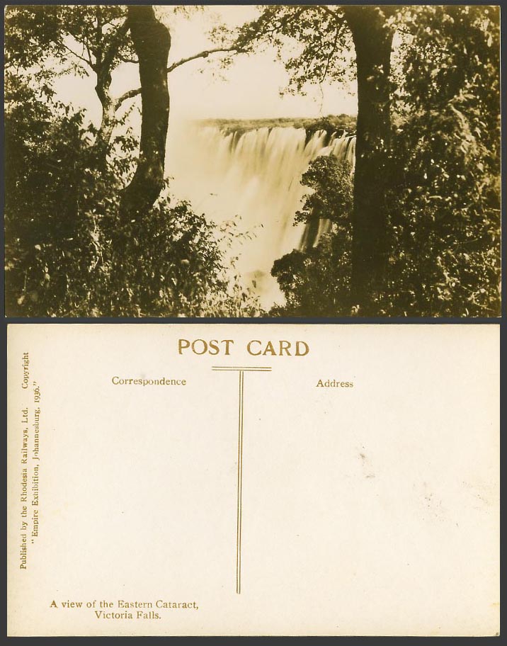 Rhodesia Old Real Photo Postcard A View of The Eastern Cataract - Victoria Falls