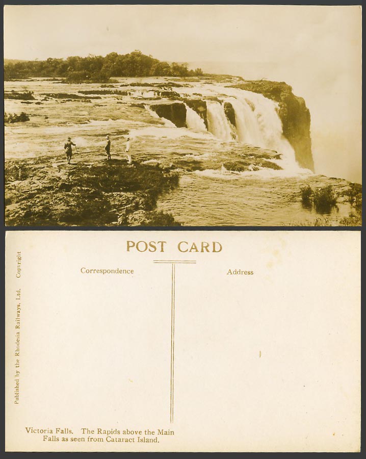 Rhodesia Old R.P. Postcard Rapids Above Main Victoria Falls from Cataract Island