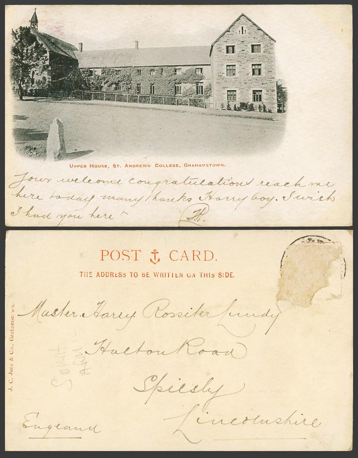South Africa Grahamstown Old UB Postcard Upper House St. Andrews' College School