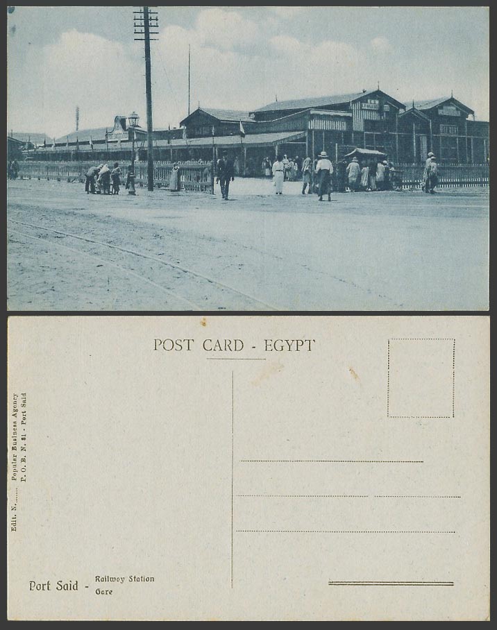 Egypt Old Postcard Port Said, Train Railway Station La Gare, E.R.A. Luggage Shed