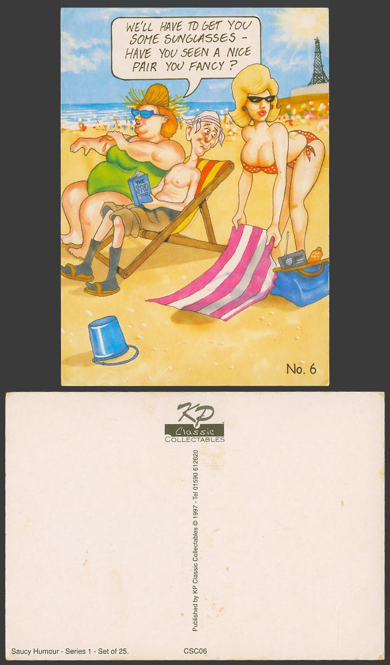 Get Some Sunglasses - Seen a Nice Pair You Fancy? Beach, Fat Woman Lady Postcard