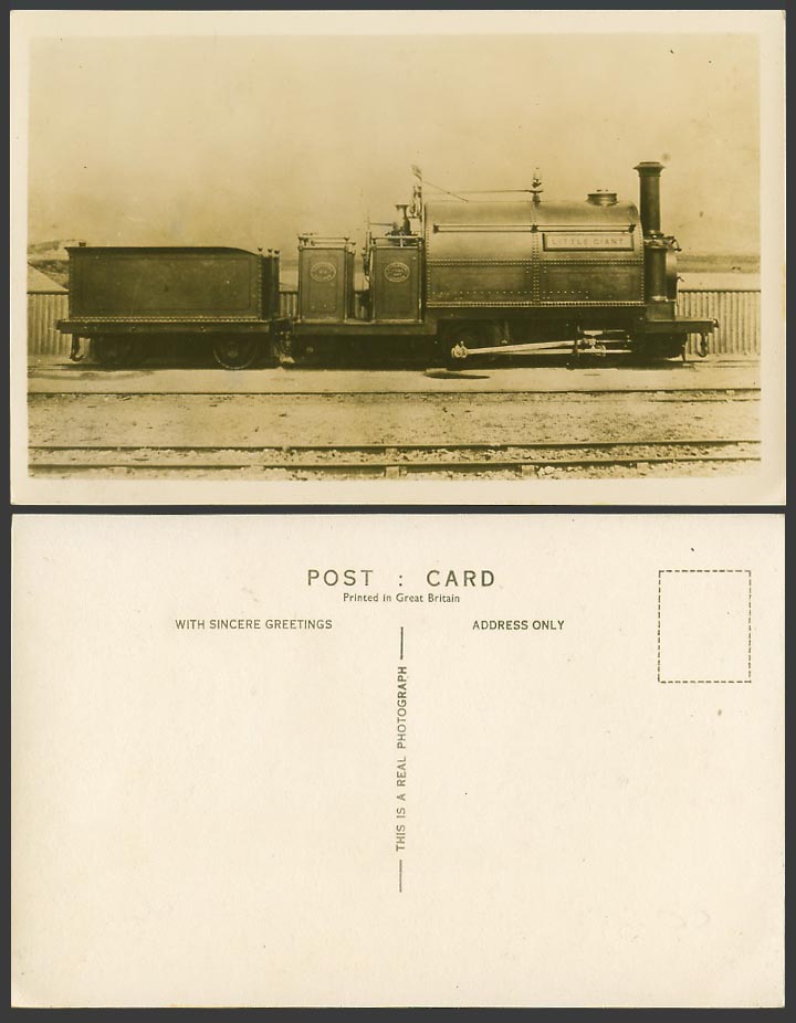 Ffestiniog Railway Little Giant, Locomotive Engine Train Old Real Photo Postcard