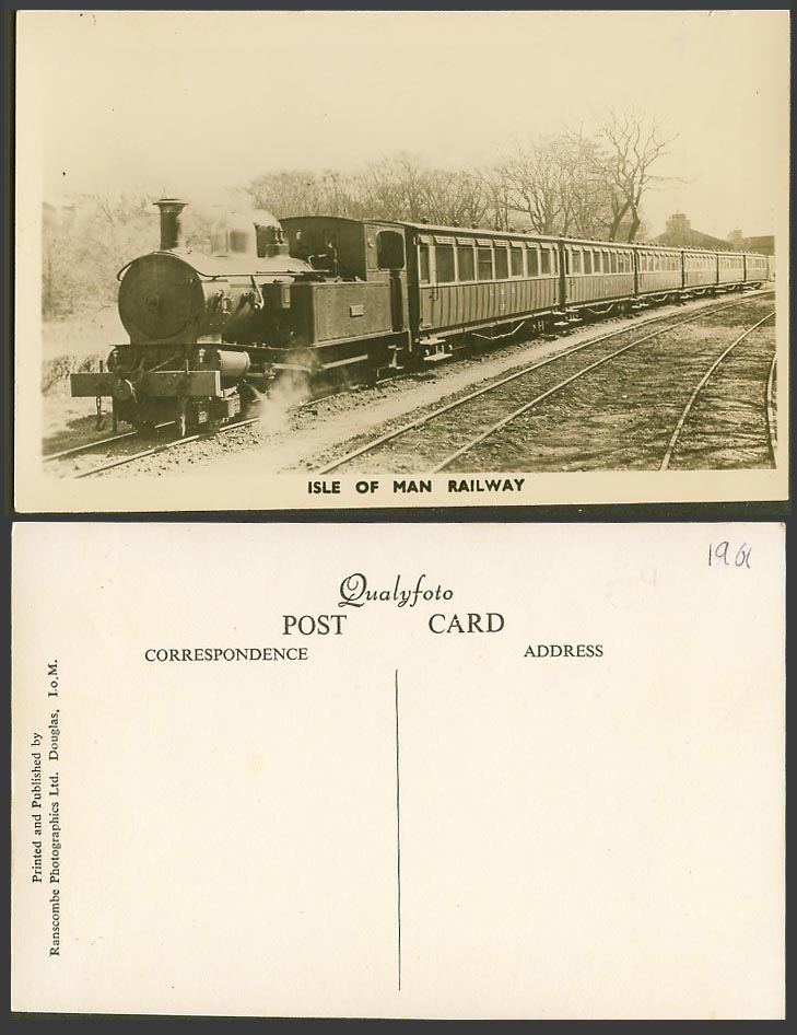 Isle of Man Railway Locomotive Engine Train Railroad 1961 Old R. Photo Postcard