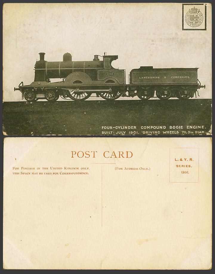 Four-Cylinder Compound Bogie Engine Built July 1901 Driving Wheel Old Postcard