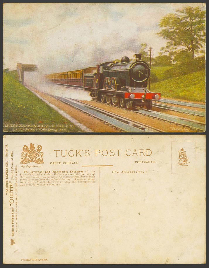 Liverpool Manchester Express Locomotive Train Lancs - Yorks Railway Old Postcard