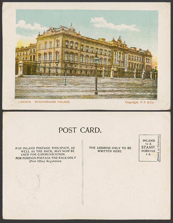 London Old Colour Postcard Buckingham Palace, Street Scene, F.F. & Co.