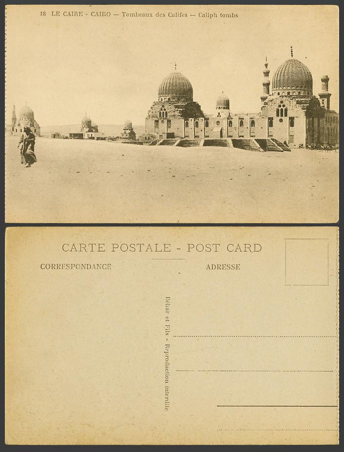 Egypt Old Postcard Cairo Caliph Tombs Le Caire Tombeaux des Califes Behar et Fil