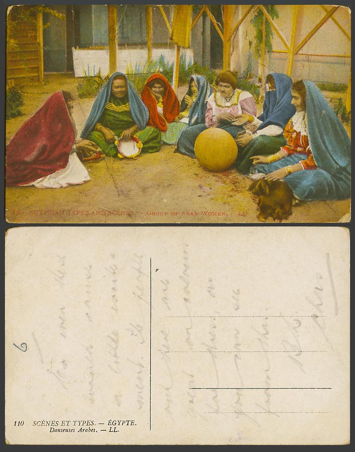 Egypt Old Colour Postcard Group of Arab Women Dancers, Danseuses Arabes L.L. 110