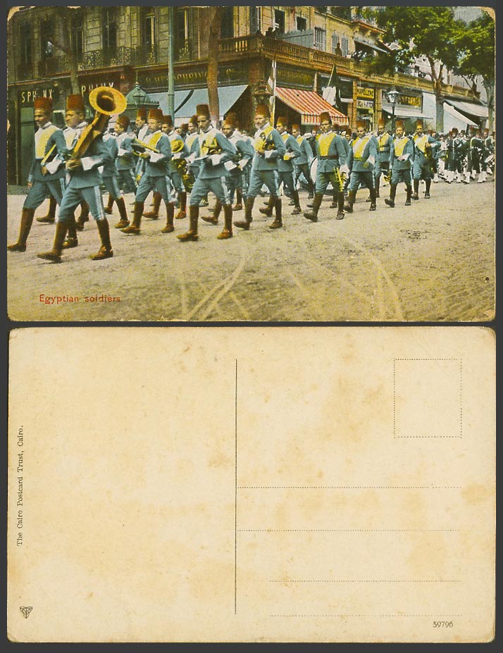 Egypt Old Postcard Egyptian Soldiers to Barracks After Lord Cromer Departed Band