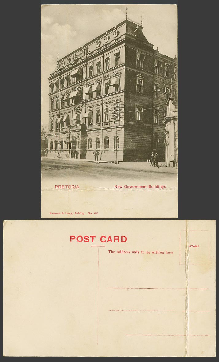 South Africa Old Postcard Pretoria New Government Buildings Street Scene No. 637
