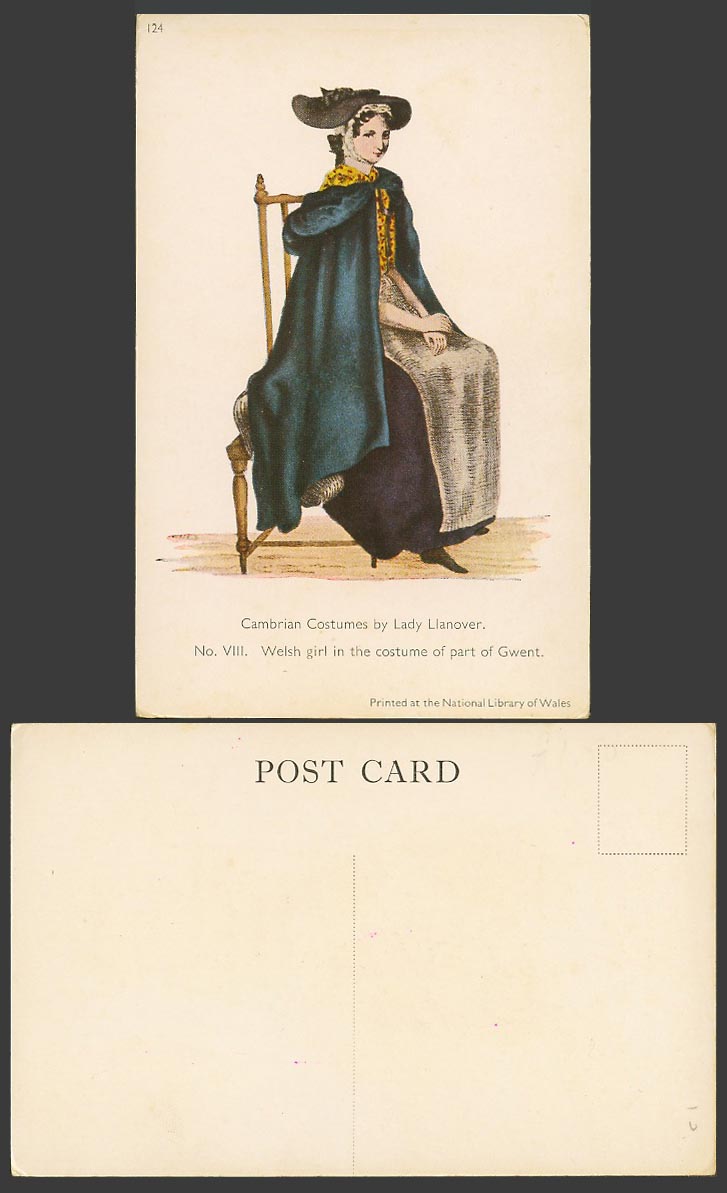 Gwent, Welsh Girl Cambrian Costumes by Lady Llanover, Monmouthshire Old Postcard